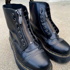 Dr. Martens Sinclair Black Leather Zip Chunky Flatform Boots - Like-New